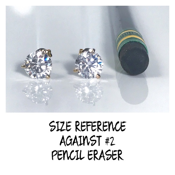 14KT 2 CARAT GENUINE MOISSANITE SOLID YELLOW GOLD MARTINI SET STUD EARRINGS NWOT - Picture 8 of 12